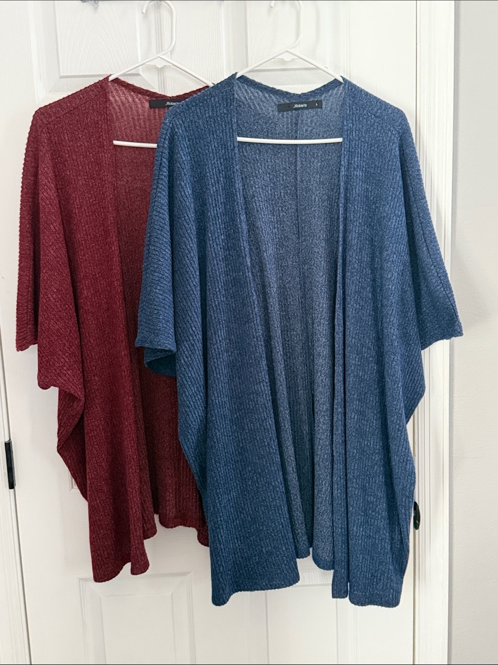 (2) Open-Front Blue Knit Cardigan Sweater